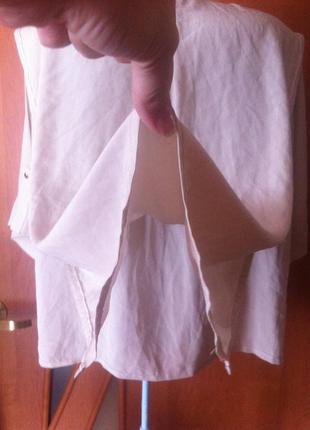 Бежевая блуза-разлетайка с укороченным рукавом5 фото