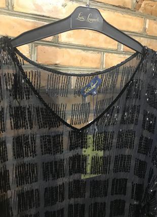Платье туника из натурального шёлка чёрный бисер luisa spagnoli5 фото