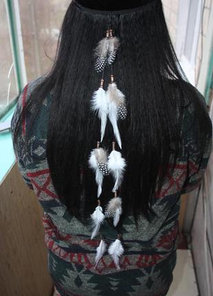 Повязка на волосы с перьями хайратник в стиле хиппи, бохо1 фото