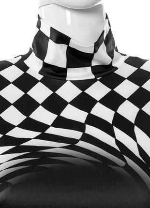 Топ шахматный кофта облегающая иллюзия гольфик водолазка с вырезами под пальцы2 фото