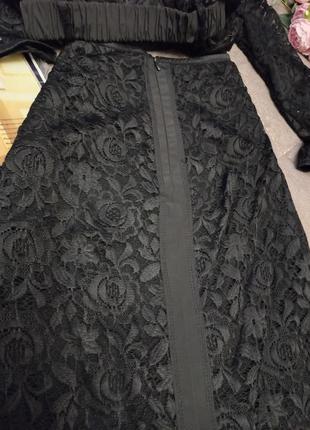 Черный костюм гипюровый с юбкой турецкого бренда lasagrada 38-40р4 фото