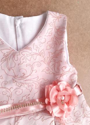 Нарядное блестящее персиковое платье 1-2 года, для торжества4 фото