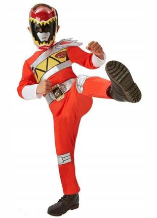 Карнавальний костюм і маска power rangers george 3-4 роки. червоний рейнджер могутні рейнджери супергерой superhero новорічний різдвяний роджер7 фото