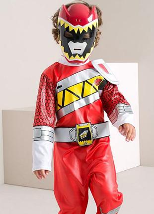 Карнавальный костюм и маска power rangers george 3-4 года. красный рейнджер могучие рейнджеры супергерой superhero новогодний рождественский роджер