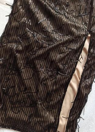 Святкова сукня міді в паєтки з розпіркою на нозі2 фото