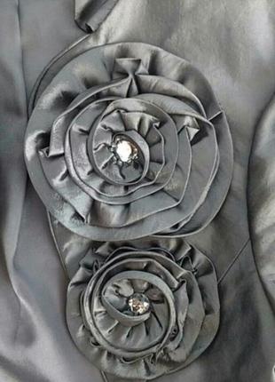 Красивое болеро светлого стального цвета с декором розы,6 фото