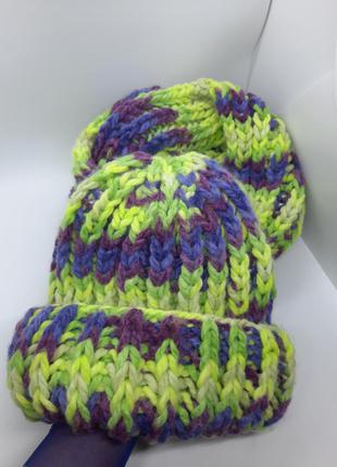 Комплект шапка шарф, модная крупная вязка1 фото