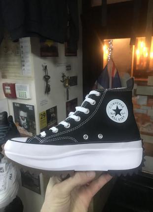 Кеді на високій підошві платформа converse all star high top black white