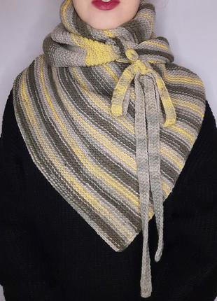 Вязаный зимний метровый шарф бактус4 фото