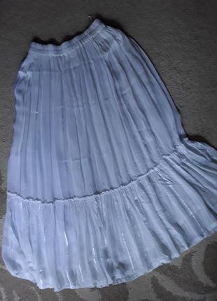 Белая струящаяся юбка.6 фото