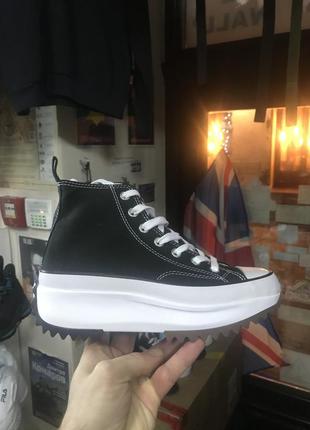 Кеди на високій підошві платформа converse all star high top black white 4