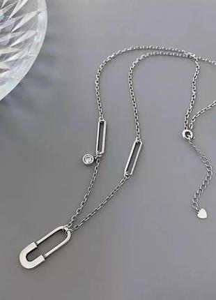 Мегастильная серебряная цепочка булавка s925