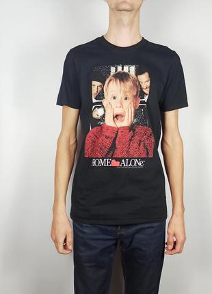 Home alone size m черная мужская новогодняя футболка подарок