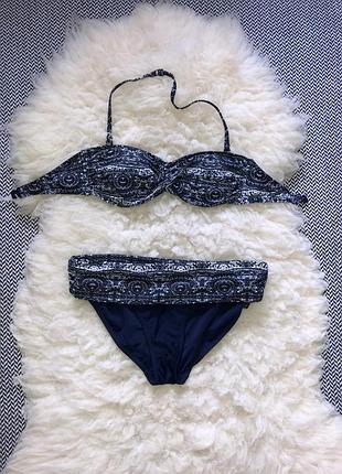 Роздільний купальник бандо чашка візерунок