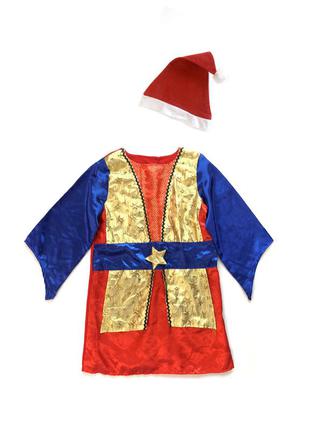 Шикарный  новогодний карнавальный костюм помощника санты с шапочкой на 3-5 лет