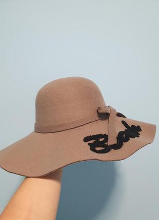 Шляпа с широкими полями зимняя женская шляпка серая4 фото