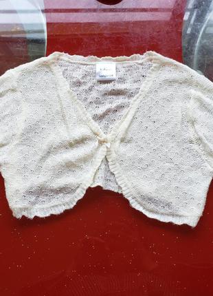 Ladybird біле тонкої в'язки ажурне болеро кардиган дівчинці 6-7л 116-122см