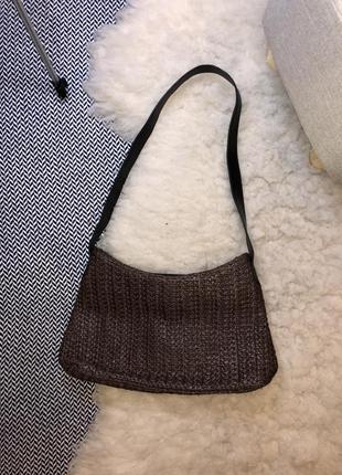 Ретро винтажная плетёная сумка багет1 фото