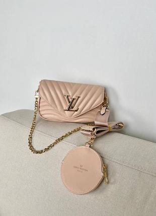 Wave light pink mini pochette metis brown/beige брендовая стильная розовая сумочка с цепью известный бренд жіноча шикарна рожева сумка6 фото