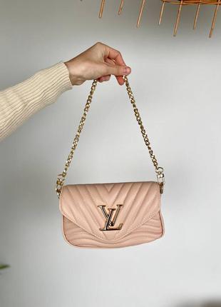 Wave light pink mini pochette metis brown/beige брендовая стильная розовая сумочка с цепью известный бренд жіноча шикарна рожева сумка9 фото