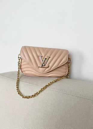 Wave light pink mini pochette metis brown/beige брендовая стильная розовая сумочка с цепью известный бренд жіноча шикарна рожева сумка7 фото