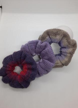 Вязанные резинки для волос scrunchies2 фото