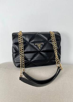 Chain black брендовая женская черная шикарная сумочка відомий бренд жіноча стильна чорна сумка