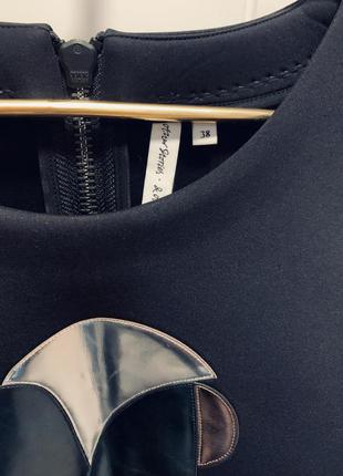 Шикарный укороченный свитшот черный неопрен с серебристым узором. размер 38, м7 фото