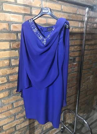 Сукня з натурального шовку кристали синій luisa spagnoli8 фото