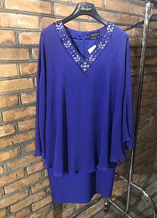 Плаття нарядне з натурального шовку синій кристали luisa spagnoli