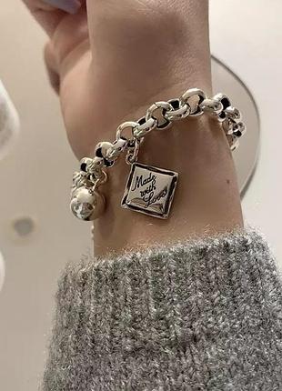 Шикарный стильный серебряный браслет s925