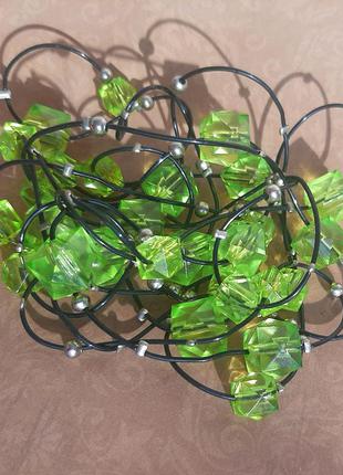 Бусы многорядные длинные hand made ожерелье колье зелён бусины бохо изумр2 фото