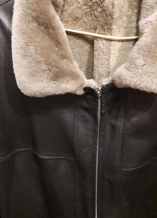Кожаная мужская куртка на цигейке7 фото