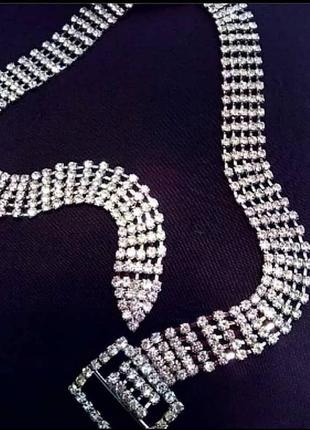 Чокер вечерний серебро колье ожерелье7 фото