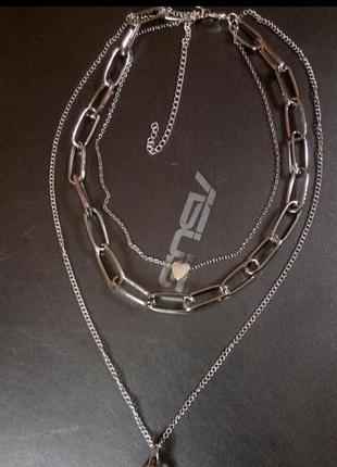 Цепочки колье чокер ожерелье с замком золотистое серебристое5 фото