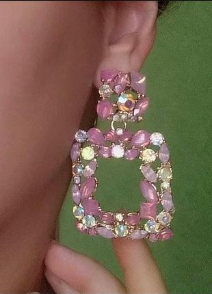 Серги в стиле зара zara вечерние розовые сережки