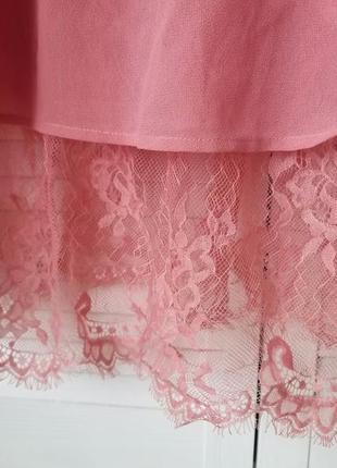 Пудровое ошатне міді плаття vila шифонова сукня з мереживом пильна троянда7 фото