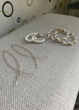 Набор сережки бижутерия золото жемчуг h&m