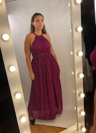 Вишневое платье в пол h&m