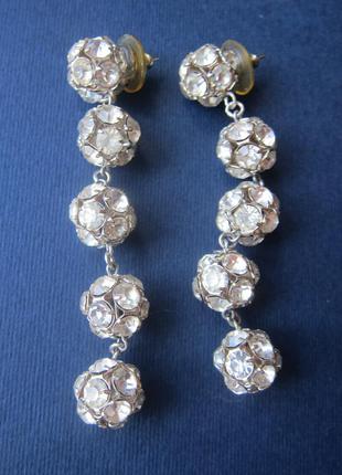 Серьги сияющие праздничные, новогодние, пусеты, гвоздики