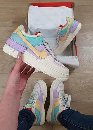 Різнобарвна взуття nike air force shadow pale ivory найк аір форс шадоу іворі мультиколор