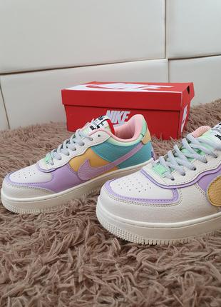 Nike air force 1 shadow pale ivory разноцветные кроссы женские найк аир форсе7 фото