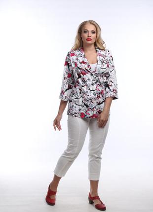 Жакет алеся  ак-142 коттон бордовый цветок жасмин