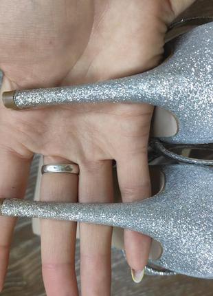 Блискучі сріблясті босоніжки гліттер тонкі шлейки asos8 фото