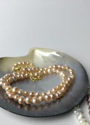 Чокер цепочка из натурального речного барочного жемчуга