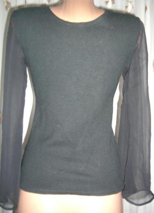 Трикотажна блуза з рукавами шифоновими2 фото