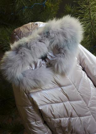 Зимнее пальто с натуральной опушкой на капюшоне3 фото