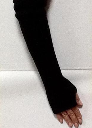 Перчатки женские comstil без пальцев высокие черные трикотажные2 фото