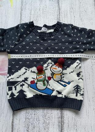 Крутая кофта свитер новогодний свитер снеговик f&f 2-3 года4 фото