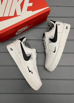 Чоловічі кросівки nike air force tm 🔺 найк аір форс білі з чорним